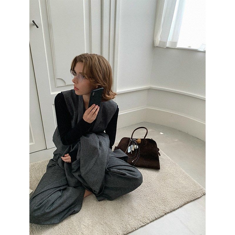 Moershop Young-Money 老钱风西装套装女气质西服马甲西裤三件套