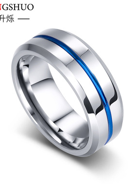 钨钢男士戒指个性小众钨金饰品批发不掉色简约食指潮指环欧美男戒