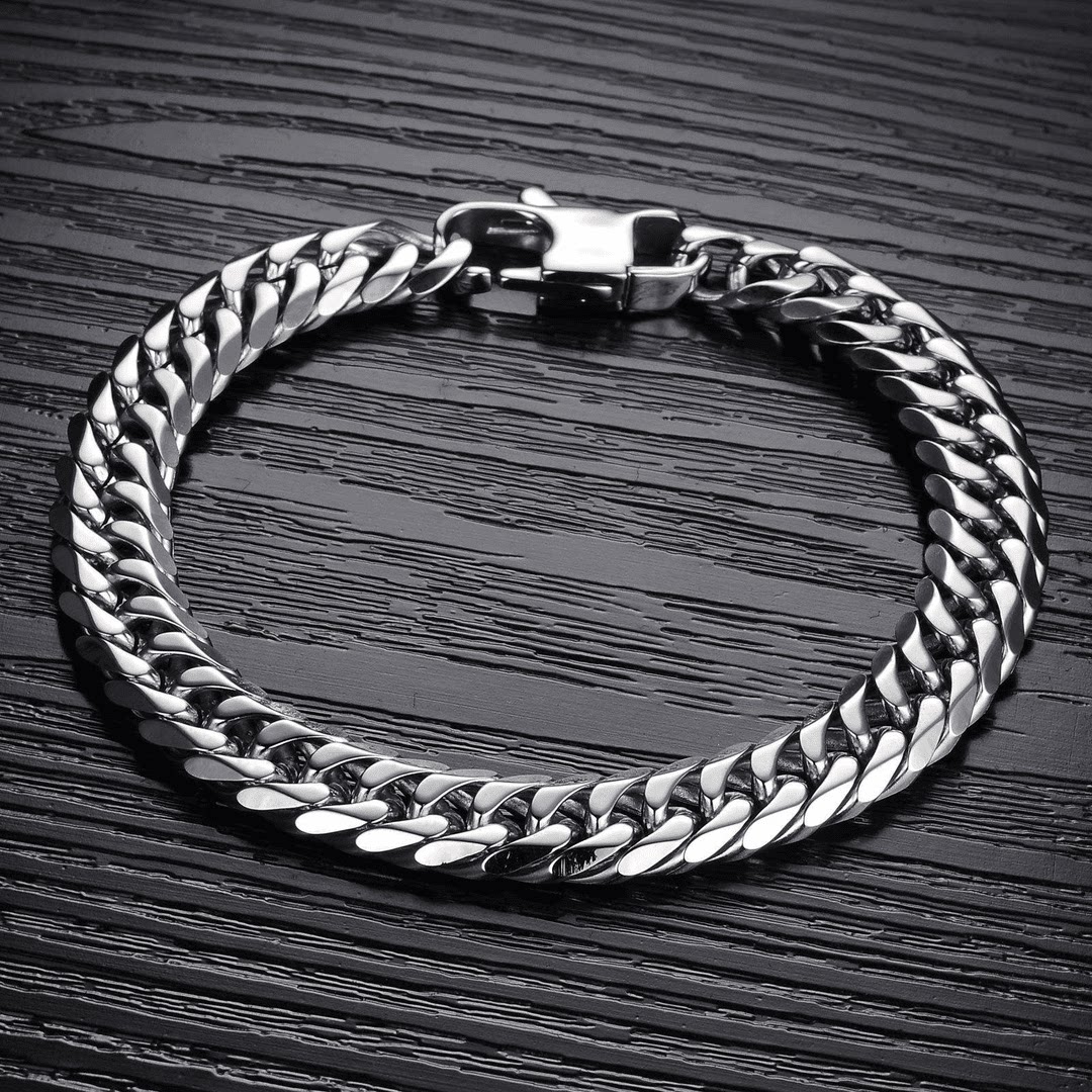 ROCK PUNK朋克男女通用日韩手链潮男生钛钢时尚嘻哈简约切面饰品