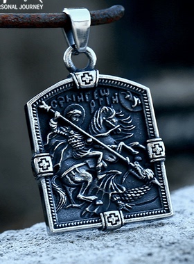ROCK PUNK个性骑士军牌项链饰品 复古嘻哈钛钢吊坠做旧时尚挂坠