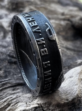 ROCK PUNK复古风币时尚欧美戒指男士高级感个性食指街头嘻哈指环