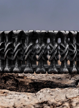 ROCK PUNK北欧霸气复古骨头图钉圈戒指男士复古时尚钛钢朋克饰品