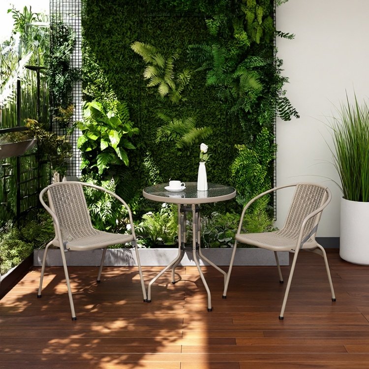 仿藤椅阳台茶桌椅组合庭院户外室外休闲椅餐椅防水防晒加厚靠背椅