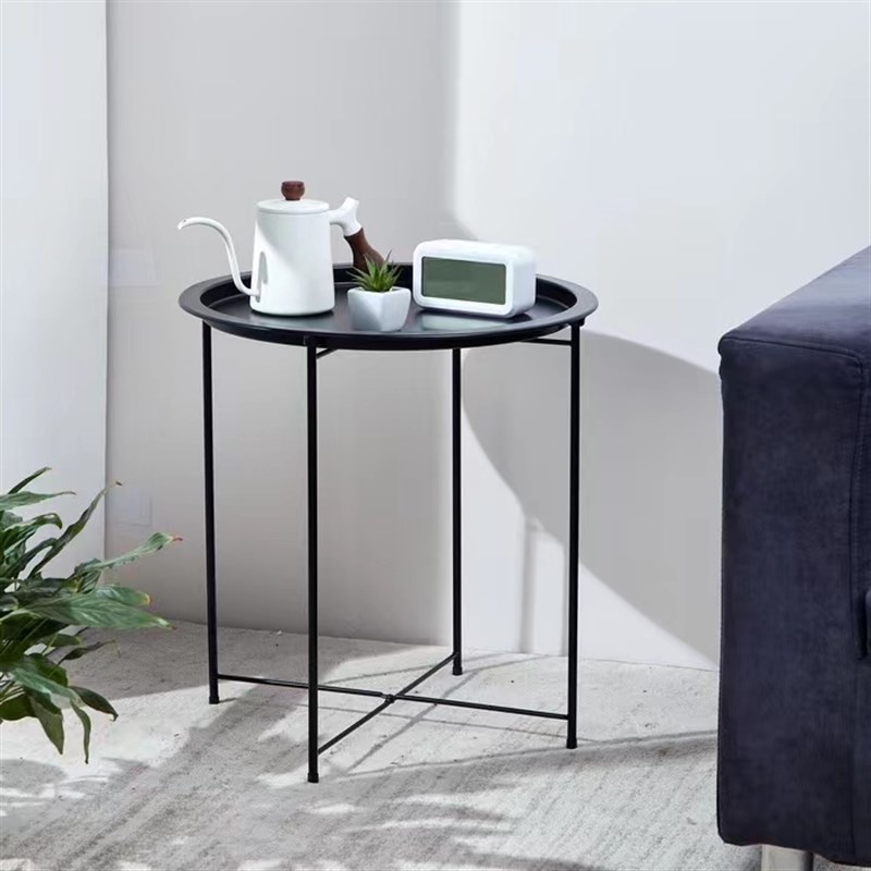 北欧小茶几沙发边几创意可折叠边桌简易床头小圆桌铁艺咖啡桌阳台