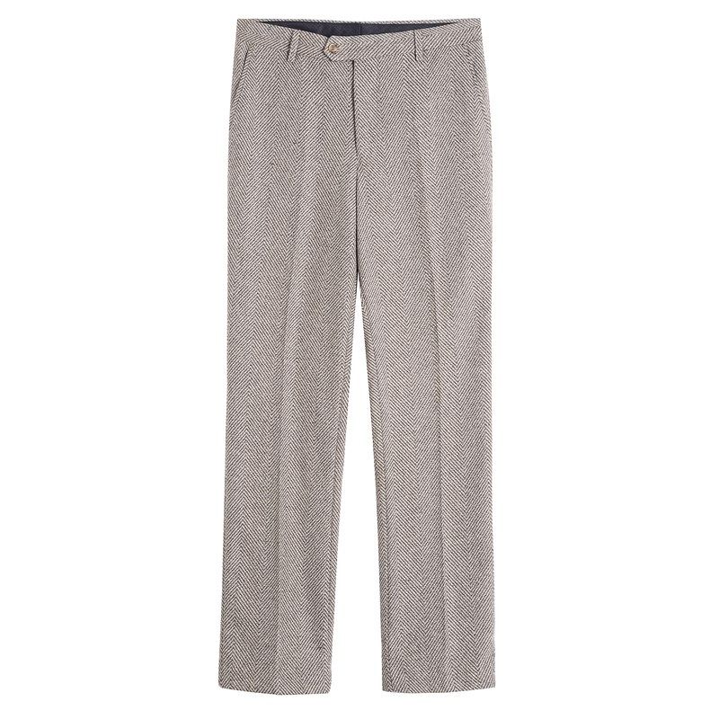 老爷车冬季厚款羊毛绒男士西裤中老年爸爸休闲裤高腰免烫直筒长裤