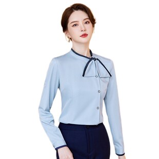 工作服职业气质女白衬衫长袖秋冬季套装酒店餐饮内搭前台接待正装