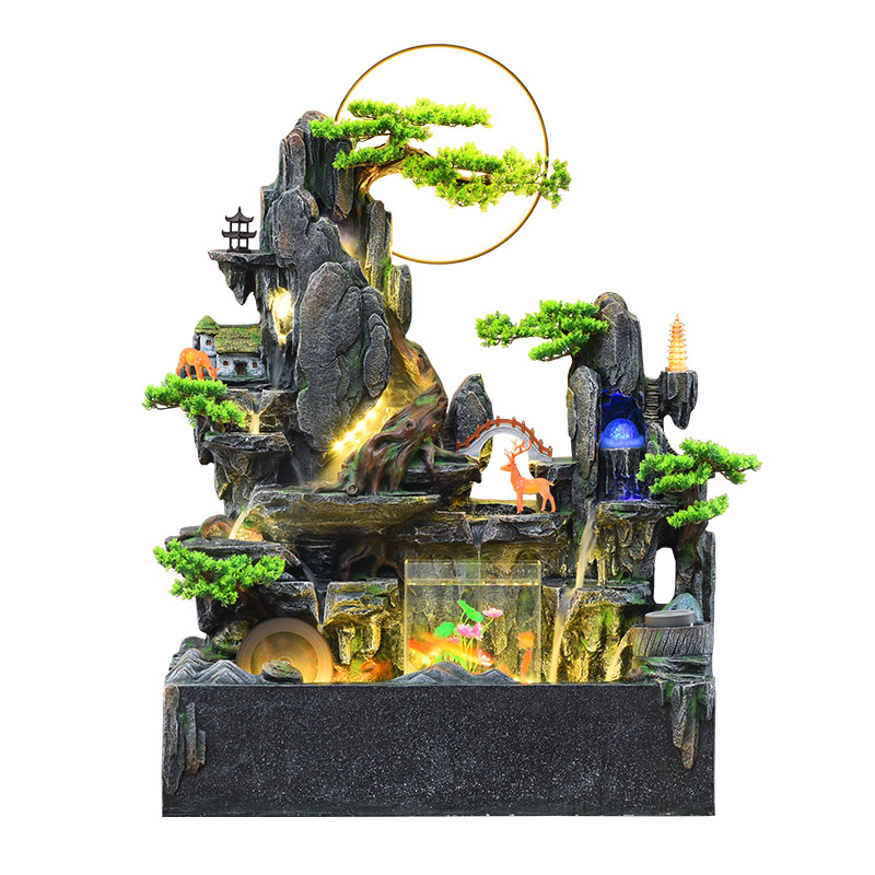 客厅假山喷泉鱼缸造景阳台办公室流水装饰落地摆件循环水幕墙屏风