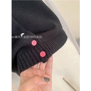 蘑糯糯 黑色/灰色背心针织衫秋冬设计感百搭马甲背心内搭叠穿内搭