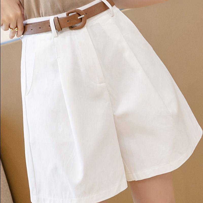 145小个子工装短裤女夏季高腰150穿搭阔腿中裤休闲西装五分裤xs码