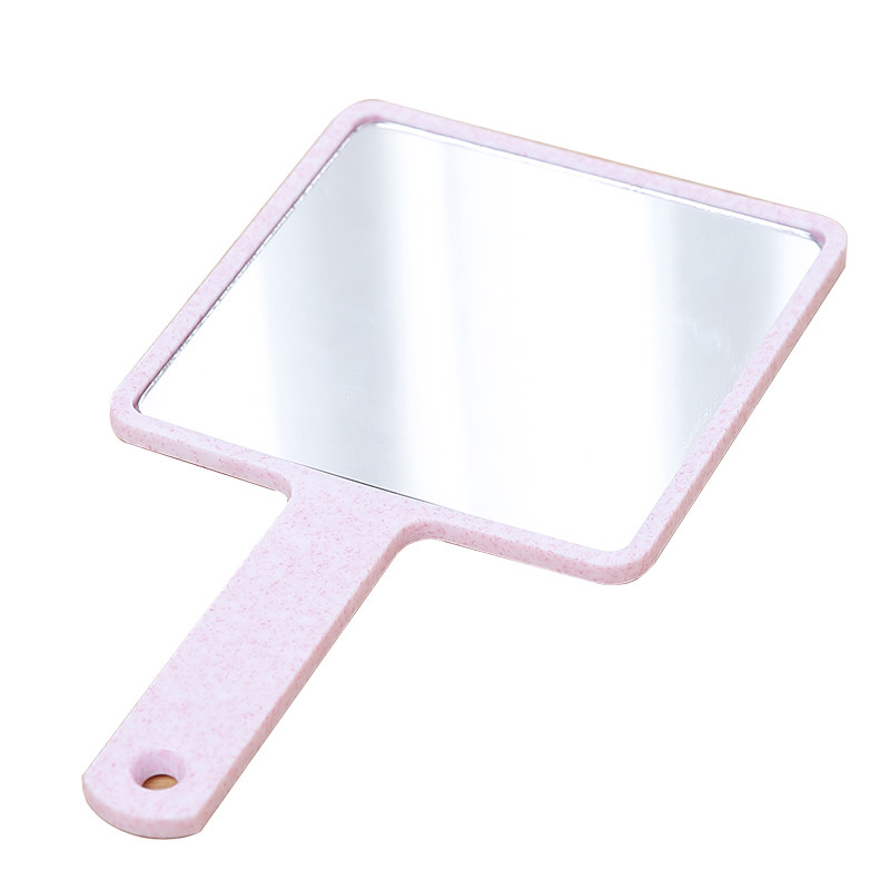 方形手柄化妆镜简约时尚手持镜手拿梳妆镜公主镜照背镜便携美发镜