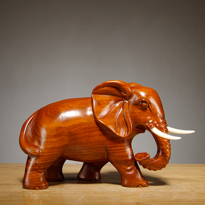 实木质雕刻一对大象摆件花梨木象家居客厅摆设电视柜装饰工艺礼品