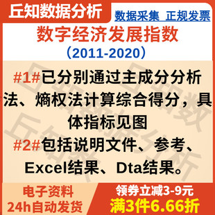 数字经济发展指数2011-2020,省级面板数据,主成分分析,熵权法