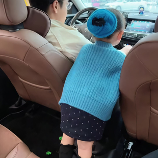 蓝色圆领短款单排扣开衫裙子套装女童2025新款秋冬蓝色针织长袖