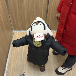 2026可爱卡通秋冬男女童加绒加厚保暖套头雷锋帽小孩帽子企鹅护耳