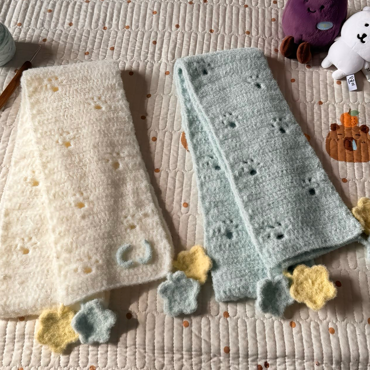 新款云朵绵绵毛线柔软手工钩织猫咪踏雪围巾可爱diy材料包