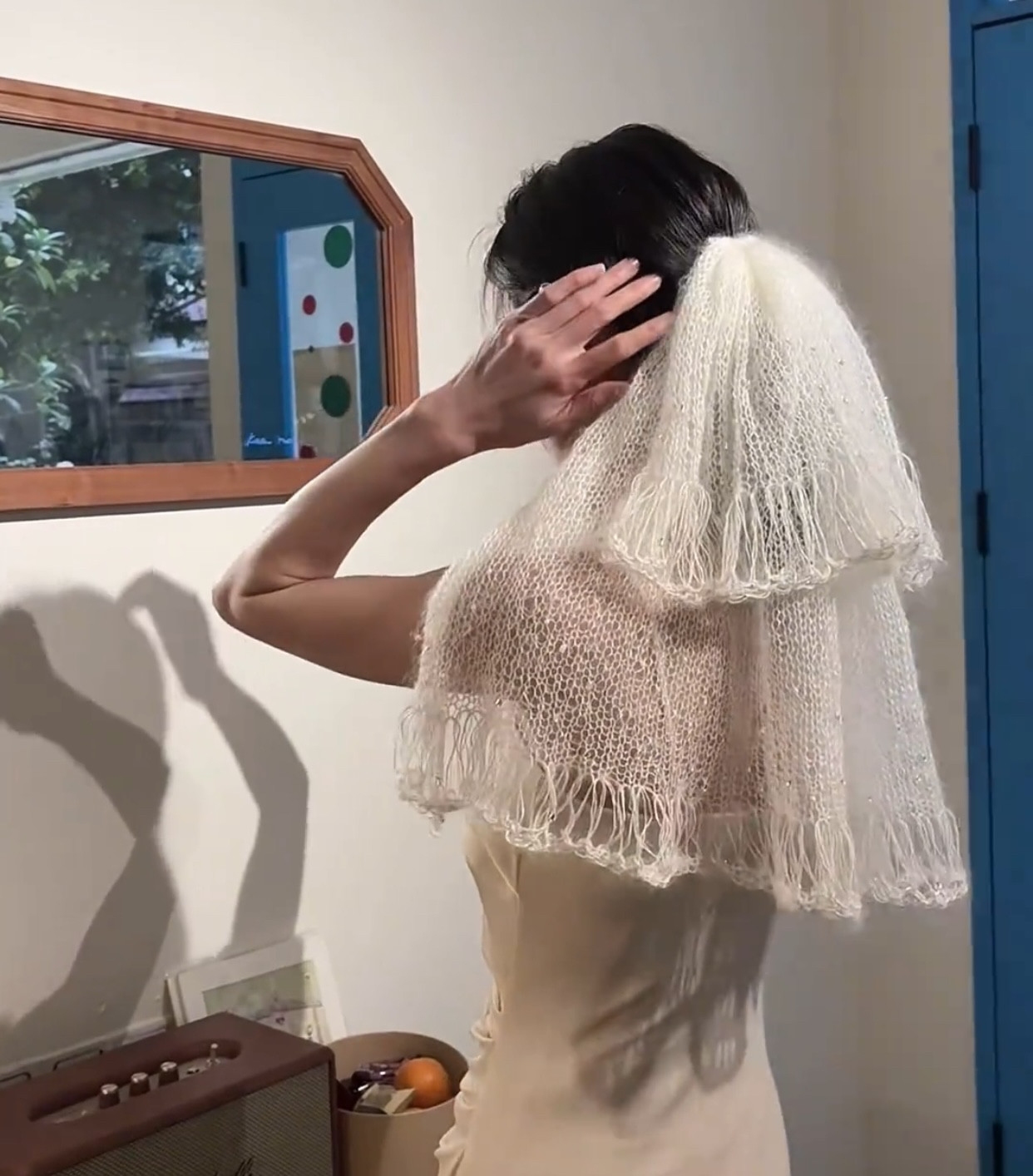 亮片马海毛线羊毛线手工编织头纱diy材料包钩针棒针围巾披肩