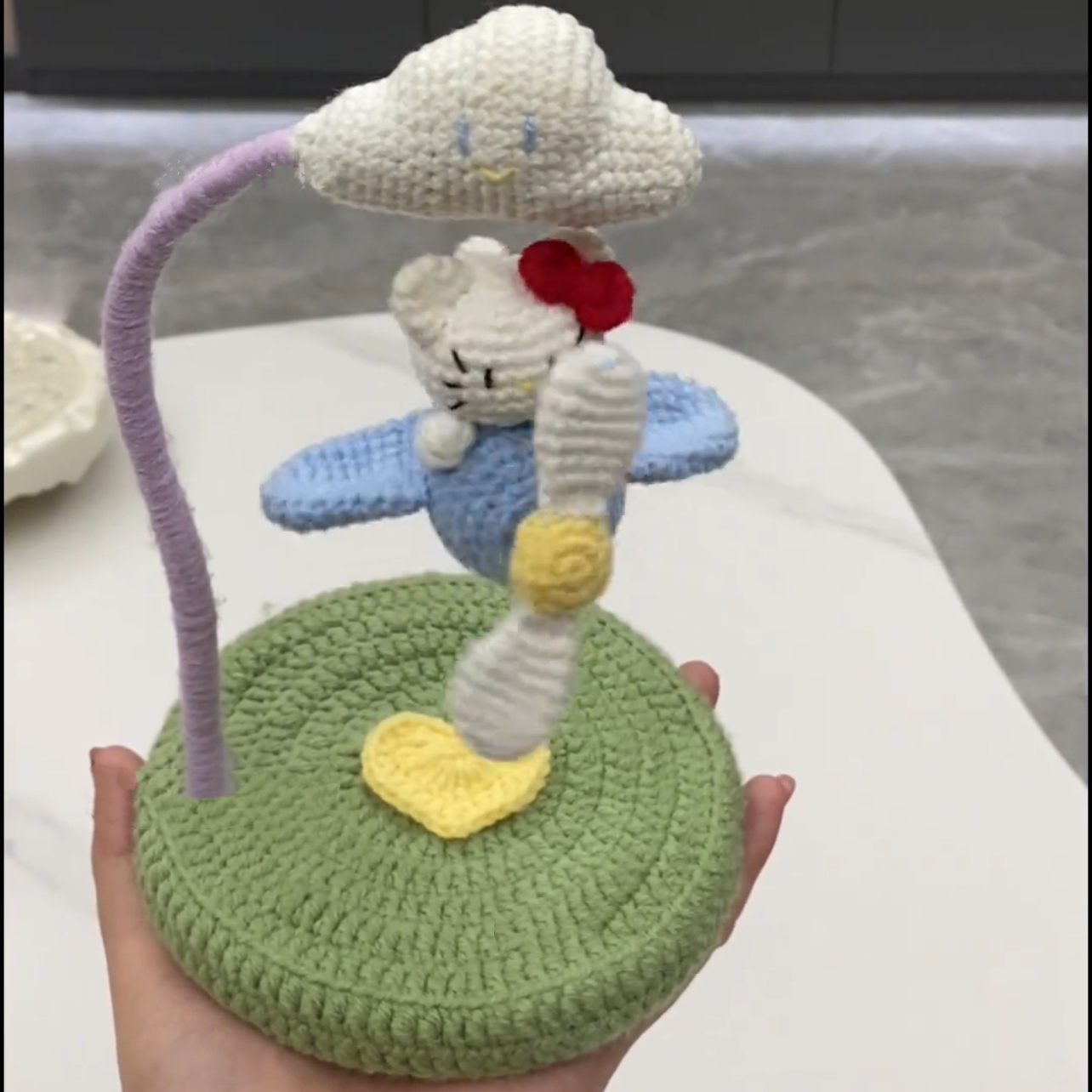 新款毛线钩针钩织可爱可悬浮哈喽猫咪飞机diy材料包手作多巴胺