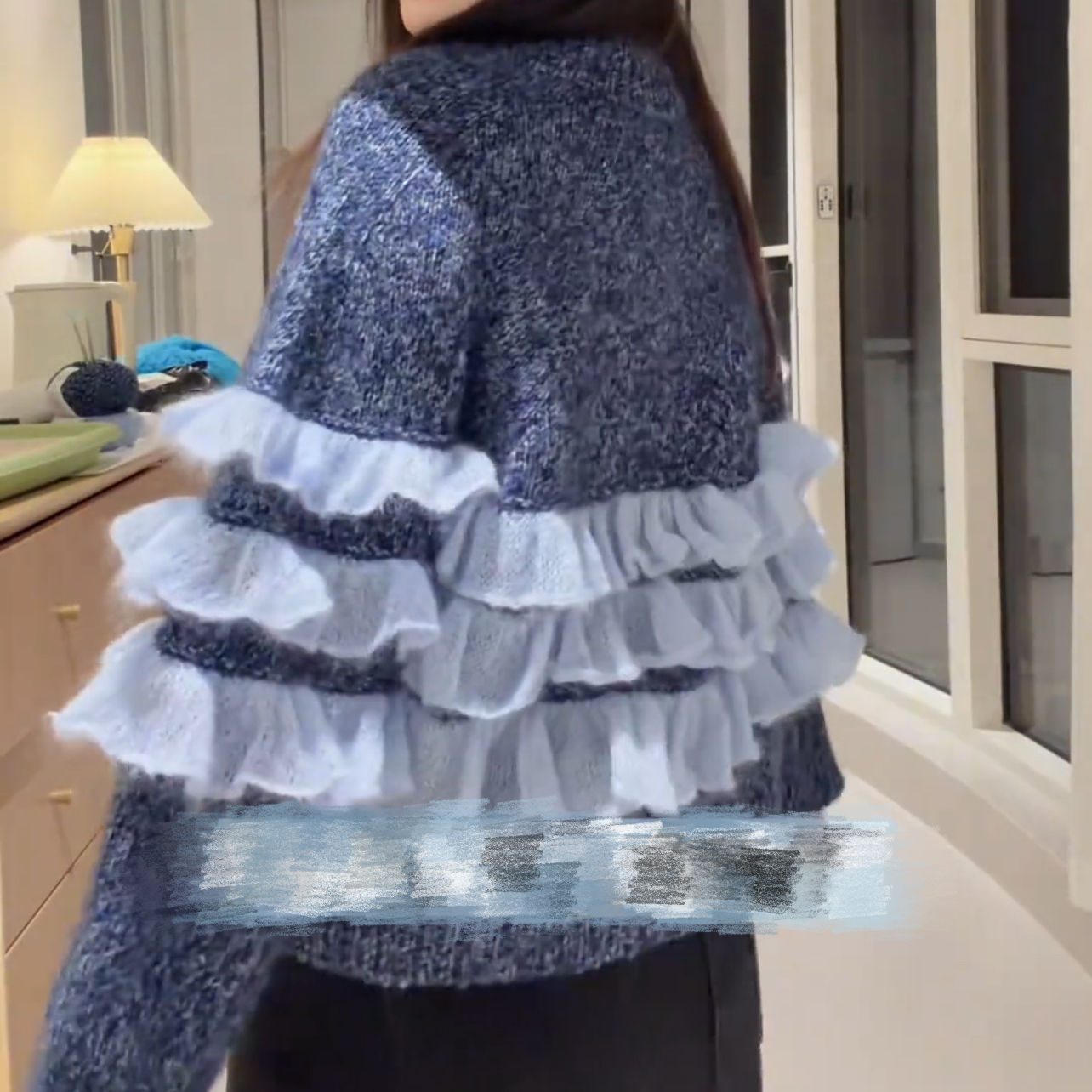 新款毛衣女士秋冬季2025荷叶边编织羊毛混纺手工毛线材料包