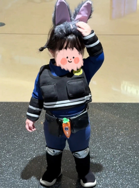 兔子警官套装cosplay衣服可爱蓝色兔耳朵男女儿童服万圣节装扮