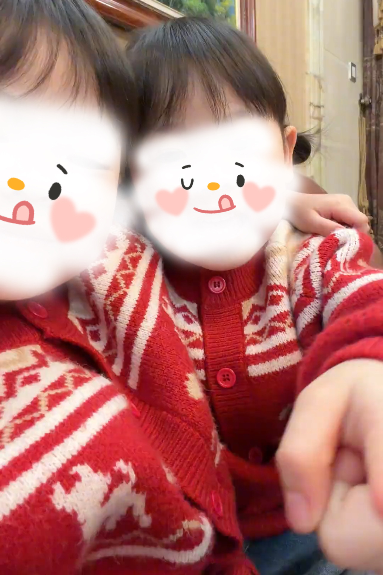 新款2025红色麋鹿加厚儿童针织开衫秋冬女童毛衣外套宝宝上衣