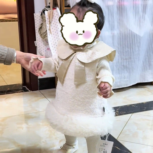 2025新款儿童娃娃领千金风背心裙气质女童加厚连衣裙套装秋冬季