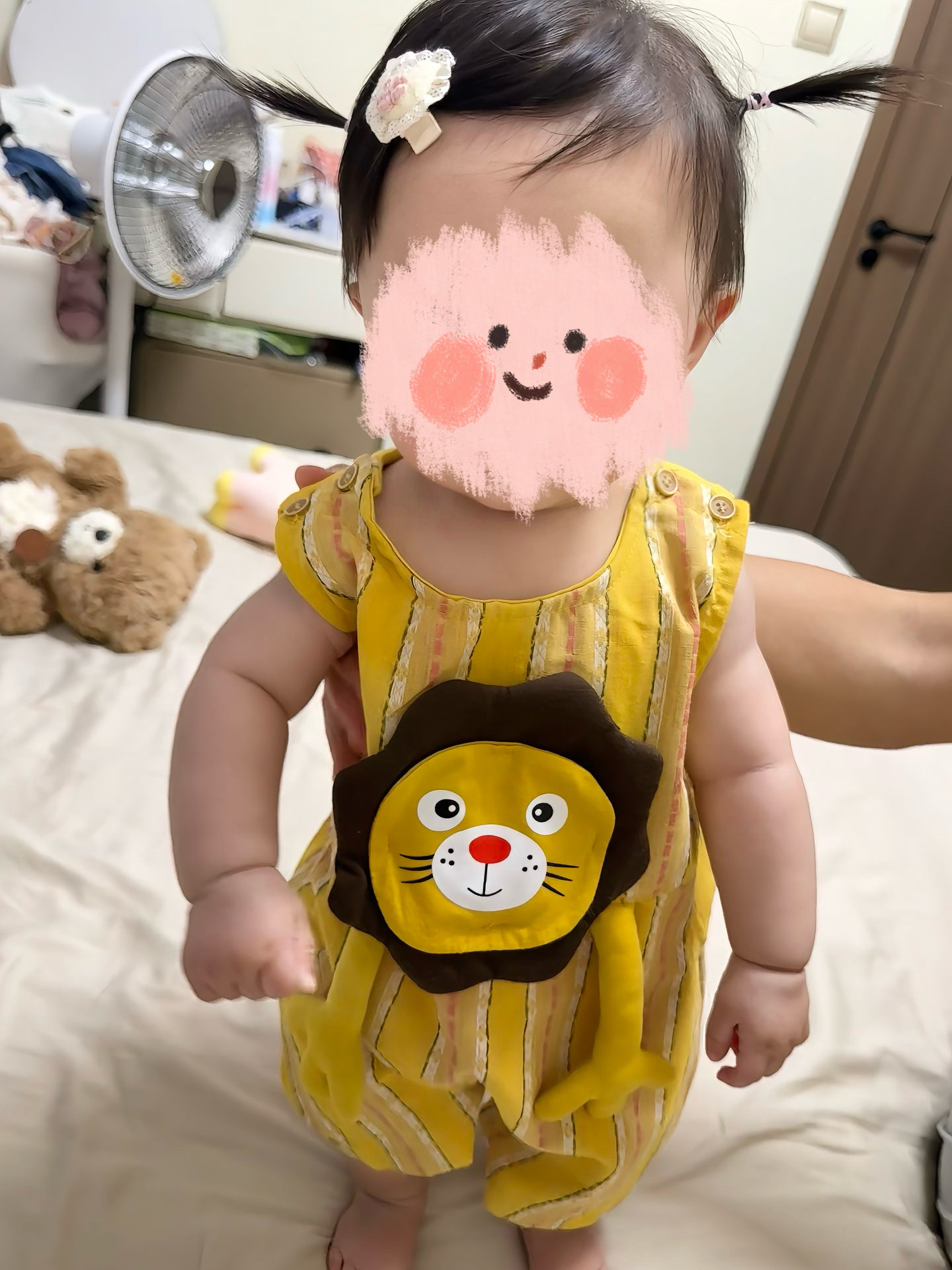 连体衣卡通无袖背带裤黄色可爱宽松夏季婴儿衣服薄款男童宝宝