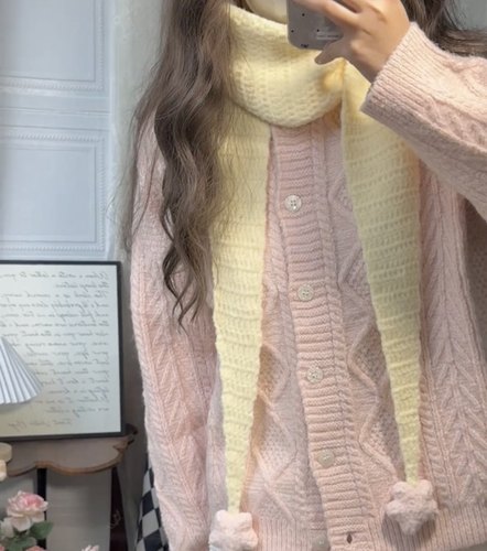 新款手工编织云朵绵绵奶油可颂星星围巾针织diy材料包礼物