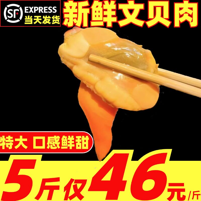 文贝肉新鲜无沙文贝纯肉鲜活手剥冷冻特大文蛤黄蚬子肉蛤蜊海鲜