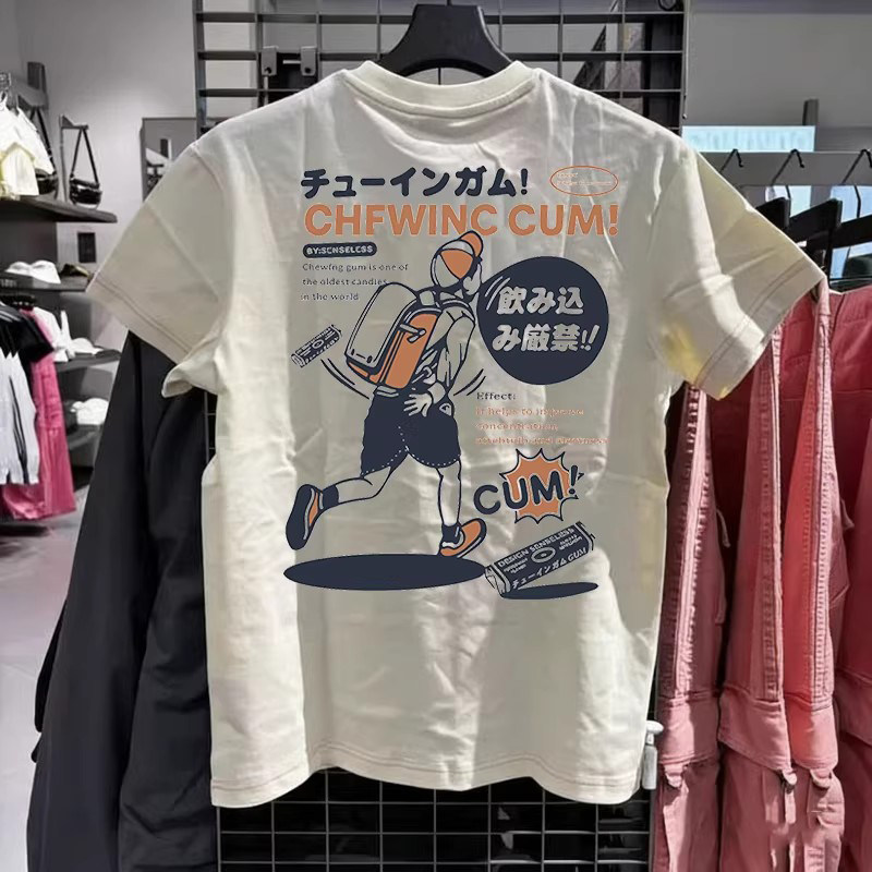 反季撤回~清仓捡漏日系古着趣味慵懒风印花男女短袖T恤纯棉设计感