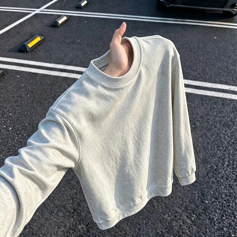 奥特莱斯~限时冲量美式潮流基础慵懒外穿百搭纯色圆领卫衣男女衫