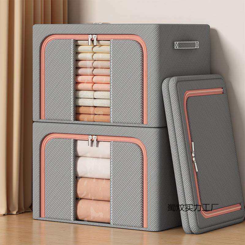 收纳箱专用大容量特大号棉麻折叠钢架防潮收纳袋衣服衣柜储存宿舍