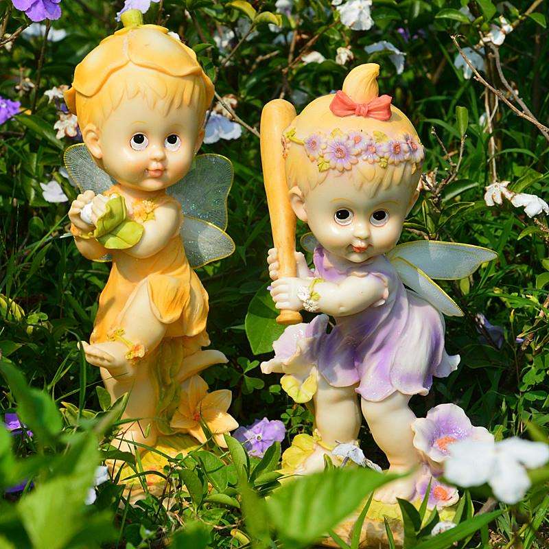 跨境货源可爱棒球花仙子摆件树脂工艺品园艺盆栽装饰品幼儿园摆件