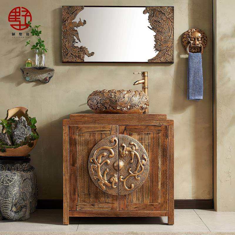4I新中式实木浴室柜组合小户型仿古卫生间落地式洗手脸台上盆洗漱,农机/农具/农膜,播种栽苗器/地膜机,淘宝优惠券,粉丝福利购,淘宝优惠卷