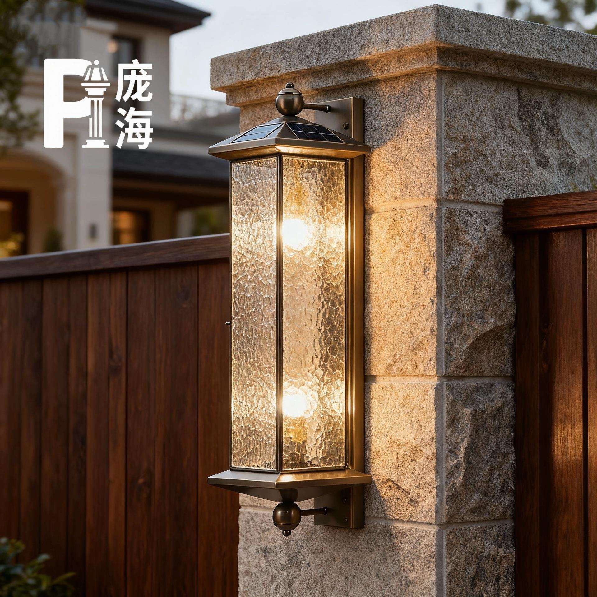 太阳能户外壁灯新中式防水庭院大门灯室外别墅围墙门楼柱子院墙灯