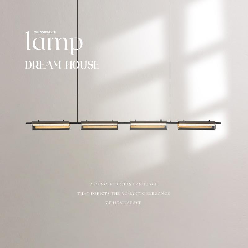 意式全铜长条餐厅吊灯设计师创意高级感一字法式轻奢艺术吧台灯具