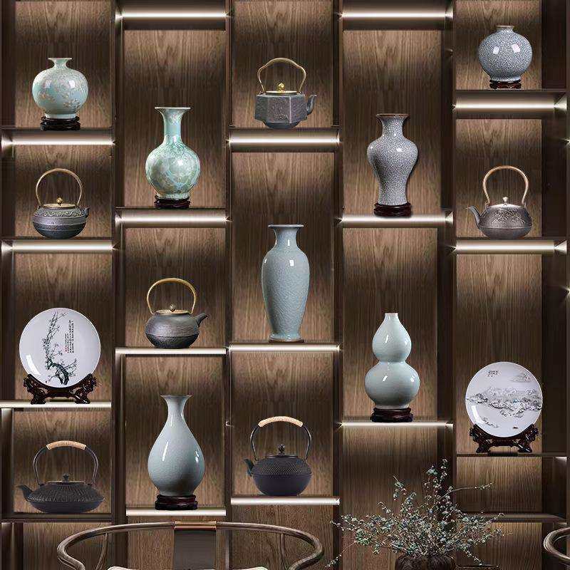 新中式茶室酒店民宿博古架复古茶柜玄关茶道摆件茶壶陶瓷花瓶,农机/农具/农膜,播种栽苗器/地膜机,淘宝优惠券,粉丝福利购,淘宝优惠卷