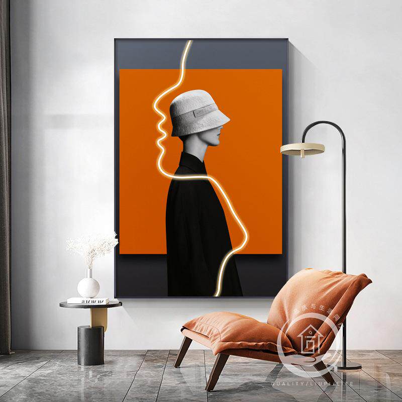 后现代人物玄关装饰画轻奢客厅时尚美女挂画走廊过道竖版艺术壁画