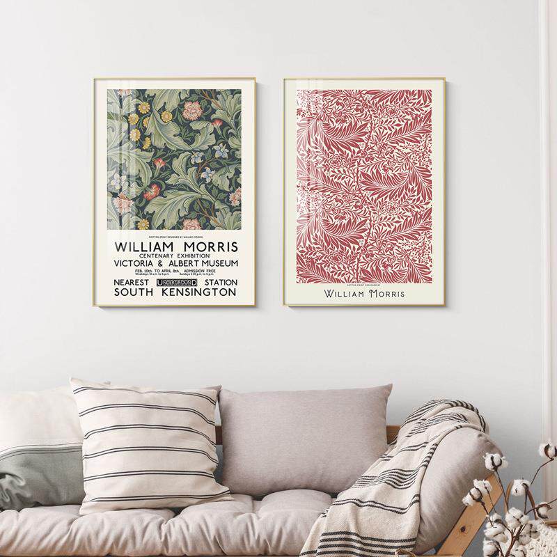 威廉 莫里斯装饰画简约北欧客厅餐厅植物花卉挂画 后现代名宿壁画