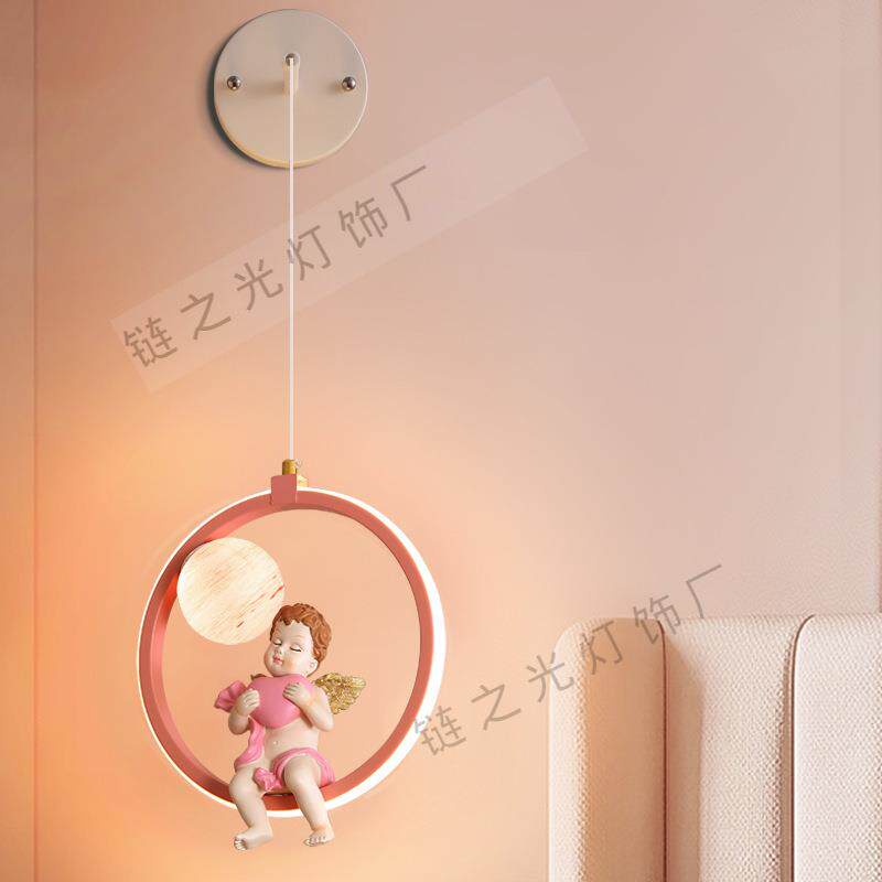 创意卡通儿童房卧室吊灯房间床头可爱壁灯过道美少女男女公主房灯