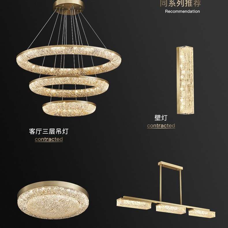 全铜轻奢客厅吊灯复式别墅大吊灯现代简约高端大气上档次餐厅灯具