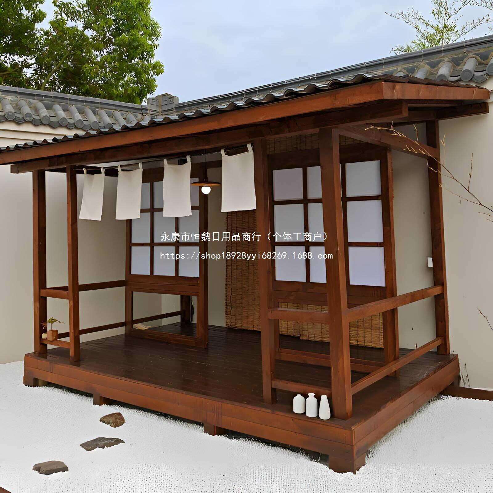 户外庭院造景凉亭移动木屋别墅中式民宿防腐木小房子榫卯日式茶室