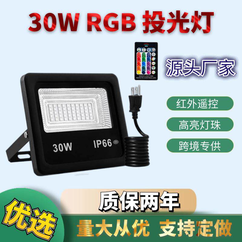 led彩色户外投光灯园林绿化景观rgb泛光灯30w庭院灯草坪桥梁假山