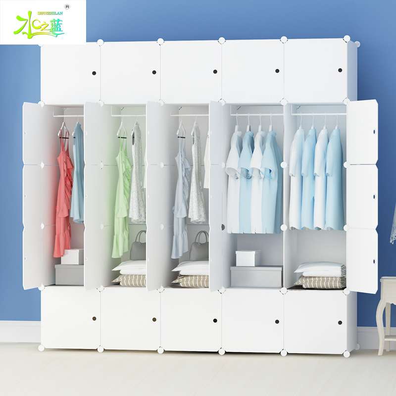 简易衣柜组装成人塑料衣橱双人简约现代经济型布艺钢架白色挂衣柜