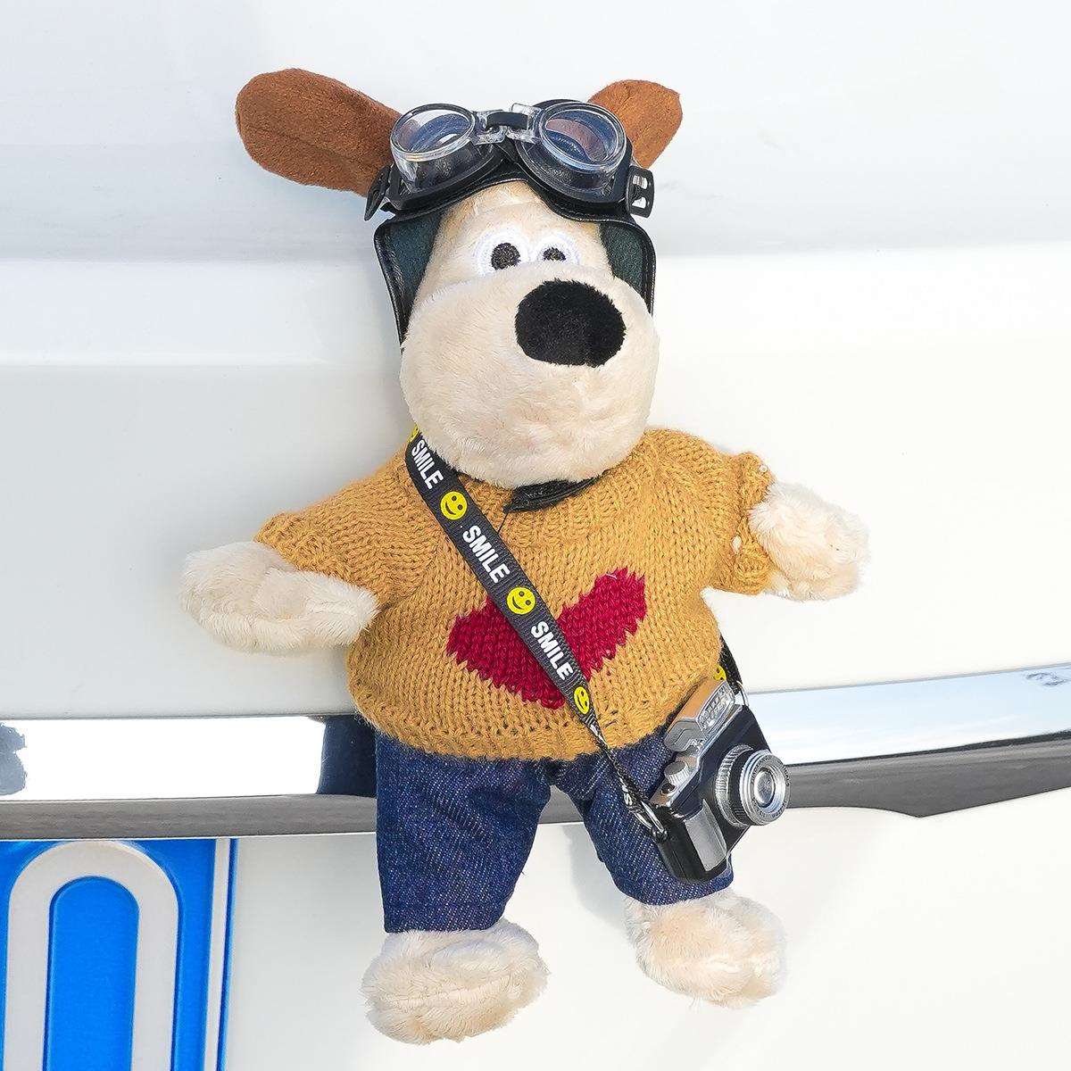 汽车尾部挂件车外玩偶摆件新款可爱卡通掌门狗公仔后备箱油箱装饰