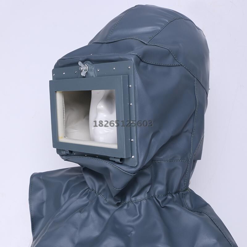 喷砂帽打磨防尘喷漆通风平玻璃大头帽防溅风沙头套帽面罩风帽披肩