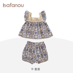 巴梵欧一岁女宝宝夏装婴幼儿洋气小套装两件套吊带分体外出服时髦