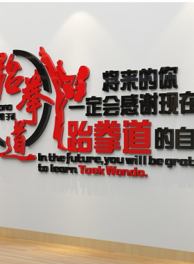 跆拳道馆文化墙贴拳击馆武馆健身房墙壁装饰贴纸励志压克力贴画