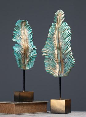 美式电视柜招财树叶摆件创意玄关客厅橱柜家居装饰品摆设工艺术品