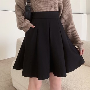 大码 a字裙 高腰显瘦学院风防走光蓬蓬半身裙 百褶裙中长款 2022秋季