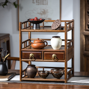 博古架实木中式桌面小型茶架茶杯架子茶具收纳架茶桌上茶壶置物架